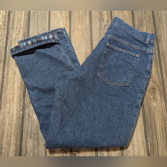 L.L.Bean vintage size 16 flannel lined/insulated jeans excellent condition - Picture 1 of 13